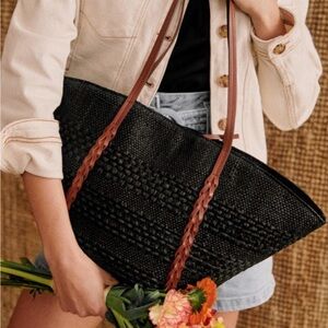 Elegant Black Woven Tote Bag
